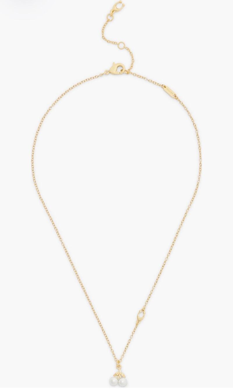 COACH Faux Pearl Cherry Pendant Necklace
